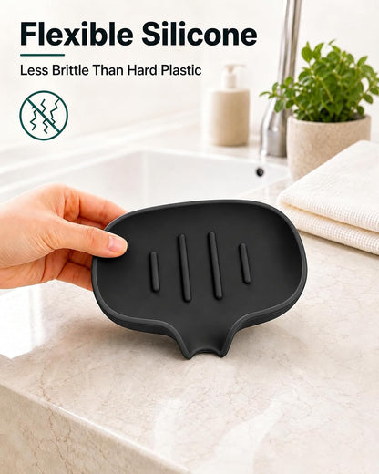 3 Pack Silicone Soap Dish with Drain, Bar Soap Holder for Shower/Bathroom, Self Draining Waterfall Soap Tray/Saver for Kitchen, Keep Soap Dry, Easy to Clean