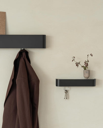 Kazai. Key Holder for Wall 'Tone' | Minimalist Key Hooks Design from Berlin | Modern Key Hanger with Metal Shelf | Key Hook Wall Mounted as Hallway Furniture | Sand Taupe
