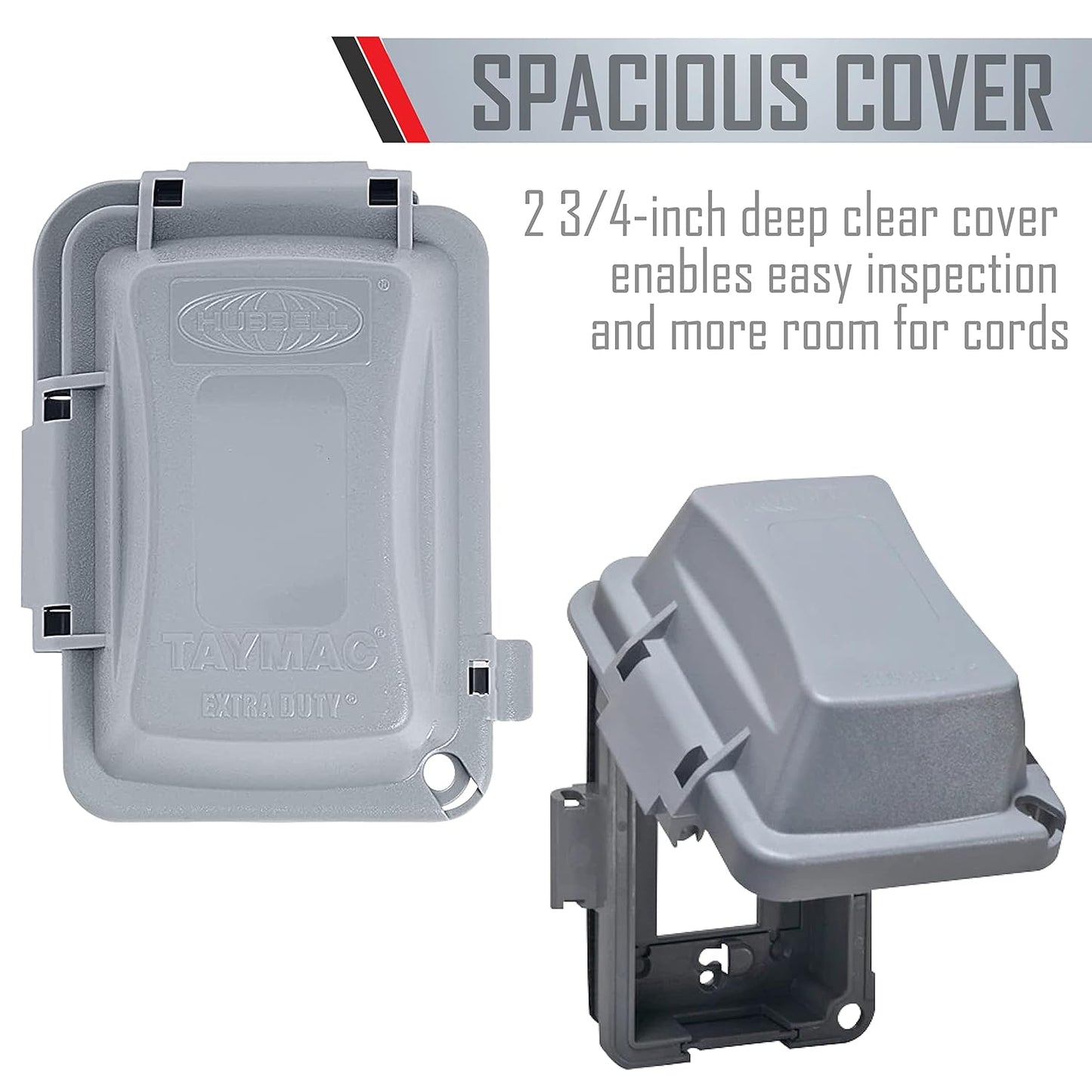 TayMac MM420W Raco 1-Gang Nonmetallic Extra Duty Weatherproof In-Use Horizontal/Vertical 16-in-1 Standard Cover, White, 2.75" Size