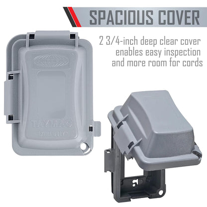 TayMac MM420W Raco 1-Gang Nonmetallic Extra Duty Weatherproof In-Use Horizontal/Vertical 16-in-1 Standard Cover, White, 2.75" Size