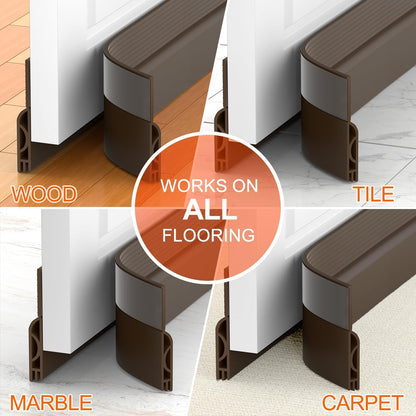 Door Draft Stopper, Adjustable Weather Stripping Seal for Cold Insulation, Bottom/Under Sweep for Exterior & Interior Doors, Seal Blocker Noise, Black, 39 inches