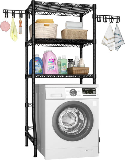 Ulif U8 Mini Laundry Room Storage Organizer, Over the Washer and Dryer Storage Shelves for Laundry Organization, 29.5”W x 17.3”D x 76.2”H, Suit Washing Machine Width within 27.1”, Hold 304 lb, Black