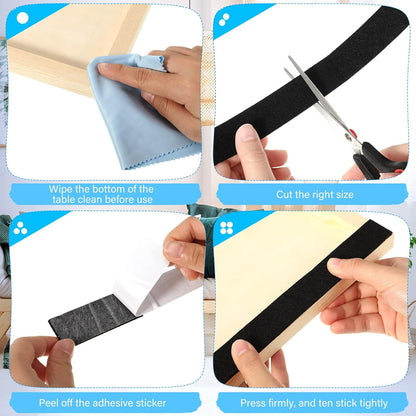 Zonon 4 Rolls 120 Inch Felt Strip with Adhesive Backing Felt Tapes Furniture Strip Rolls Self Stick Heavy Duty Polyester for Protecting Furniture and DIY Adhesive(Black,0.5 Inch)