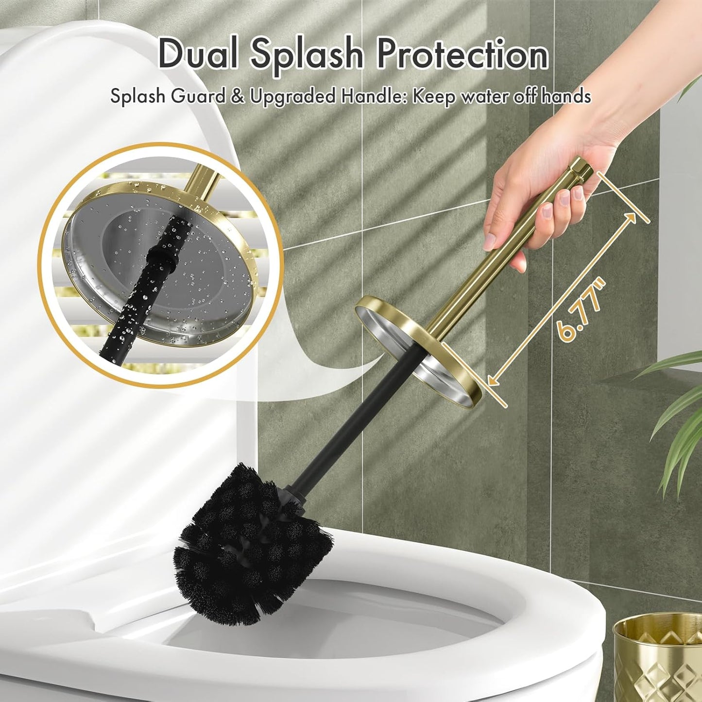 Toilet Bowl Brush and Holder Set 2 Pack with 4 Extra Brush Heads | Extra Long Handle with Splash Guard Cover, Tool-Free Installation, Bathroom Space-Saving, Cleaner Sets for Apartments, RV (White)