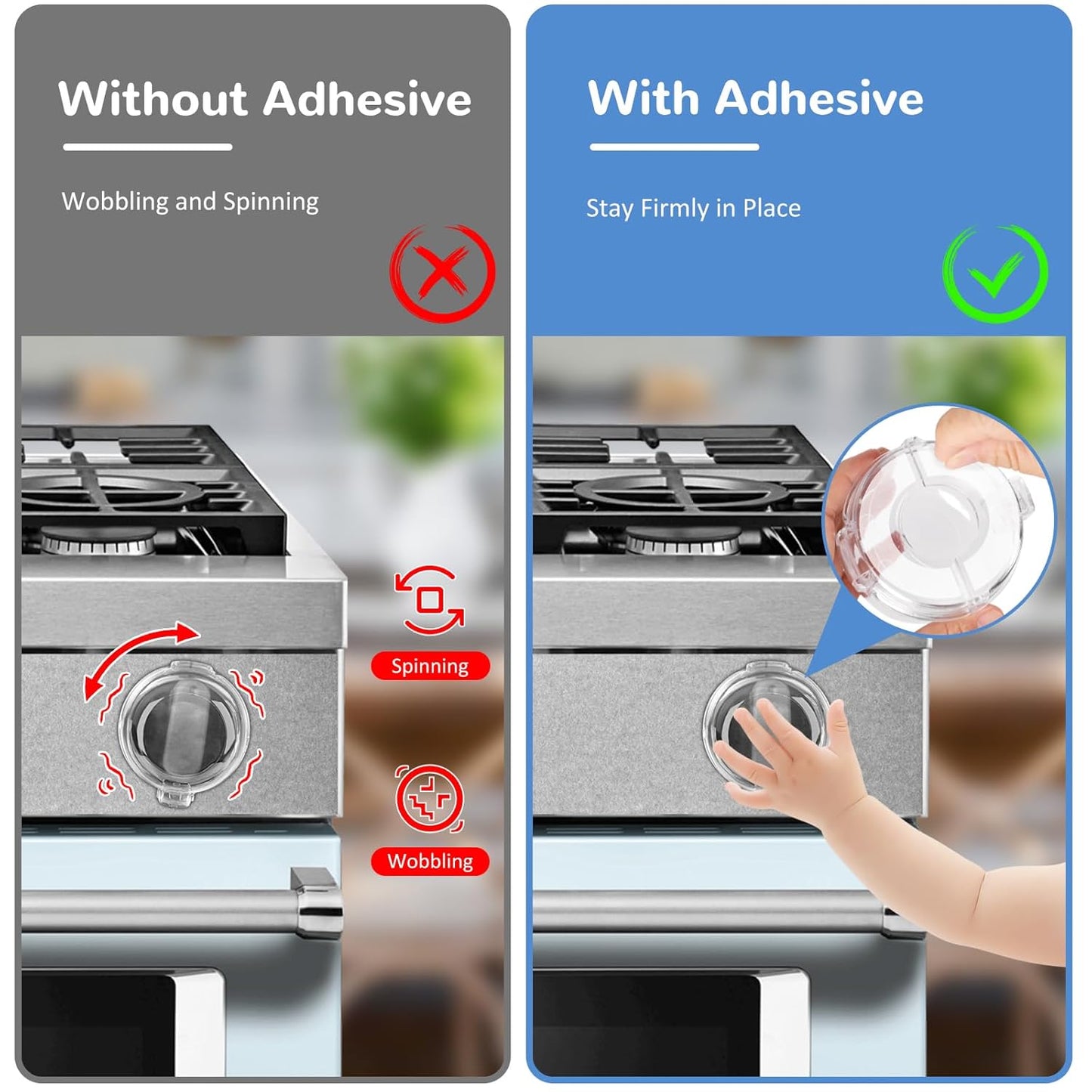 5 Pairs Replacement Transparent Tape for Stove Knob Safety Covers, Strong Acrylic Adhesive for Child Proof Stove Knob Covers, Premium Double Sided Tape for Oven Knob Covers - Universal Fit/No Wobbling