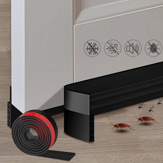 Premium Door Draft Stopper for Bottom of Door, 2" W x 78" L. Under Door Noise and Light and Bug Blocker, Under Door Sweep for Exterior & Interior Doors, Door Strip Ideal for Keeping Out Cold, Black
