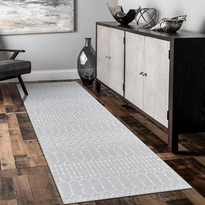 Lahome Moroccan Entry Rug 2x3, Non-Slip Washable Front Indoor Door Mat Rubber Backing Low-Profile Door Rugs, Small Geometric Print Distressed for Entryway Bathroom Kitchen, Black Hana