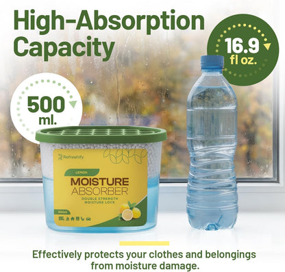 Premium Moisture Absorbers and Dehumidifier Tubs – High-Efficiency Closet Dehumidifier and Dehumidifier for Car, Odor Control Fragrance Free, 6 Pack, 7.5 Oz