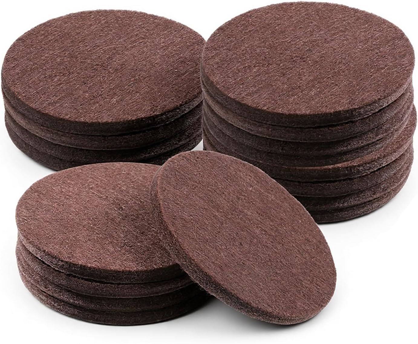 16 Pcs 2-1/2”/63mm Felt Furniture Pads for Hardwood Floors, Brown Round Self Adhesive Furniture Pads, 5mm Thick Anti Scratch Floor Protectors for Chair Legs Furnitures Feet