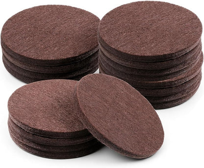 16 Pcs 2-1/2”/63mm Felt Furniture Pads for Hardwood Floors, Brown Round Self Adhesive Furniture Pads, 5mm Thick Anti Scratch Floor Protectors for Chair Legs Furnitures Feet