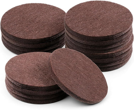 16 Pcs 2-1/2”/63mm Felt Furniture Pads for Hardwood Floors, Brown Round Self Adhesive Furniture Pads, 5mm Thick Anti Scratch Floor Protectors for Chair Legs Furnitures Feet