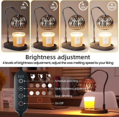 Candle Warmer Lamp with Timer & 4-Level Dimmer, Electric Wax Warmer for Jar Candles, Black Home Decor with 2 Bulbs, Gift for Women, Men, Housewarming