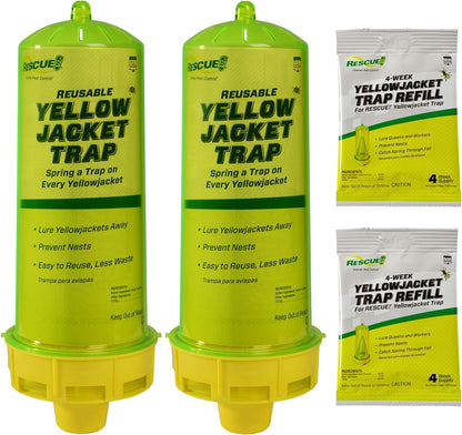 RESCUE! Reusable Yellowjacket Trap - 2 Pack + 2 Ten-Week Refills