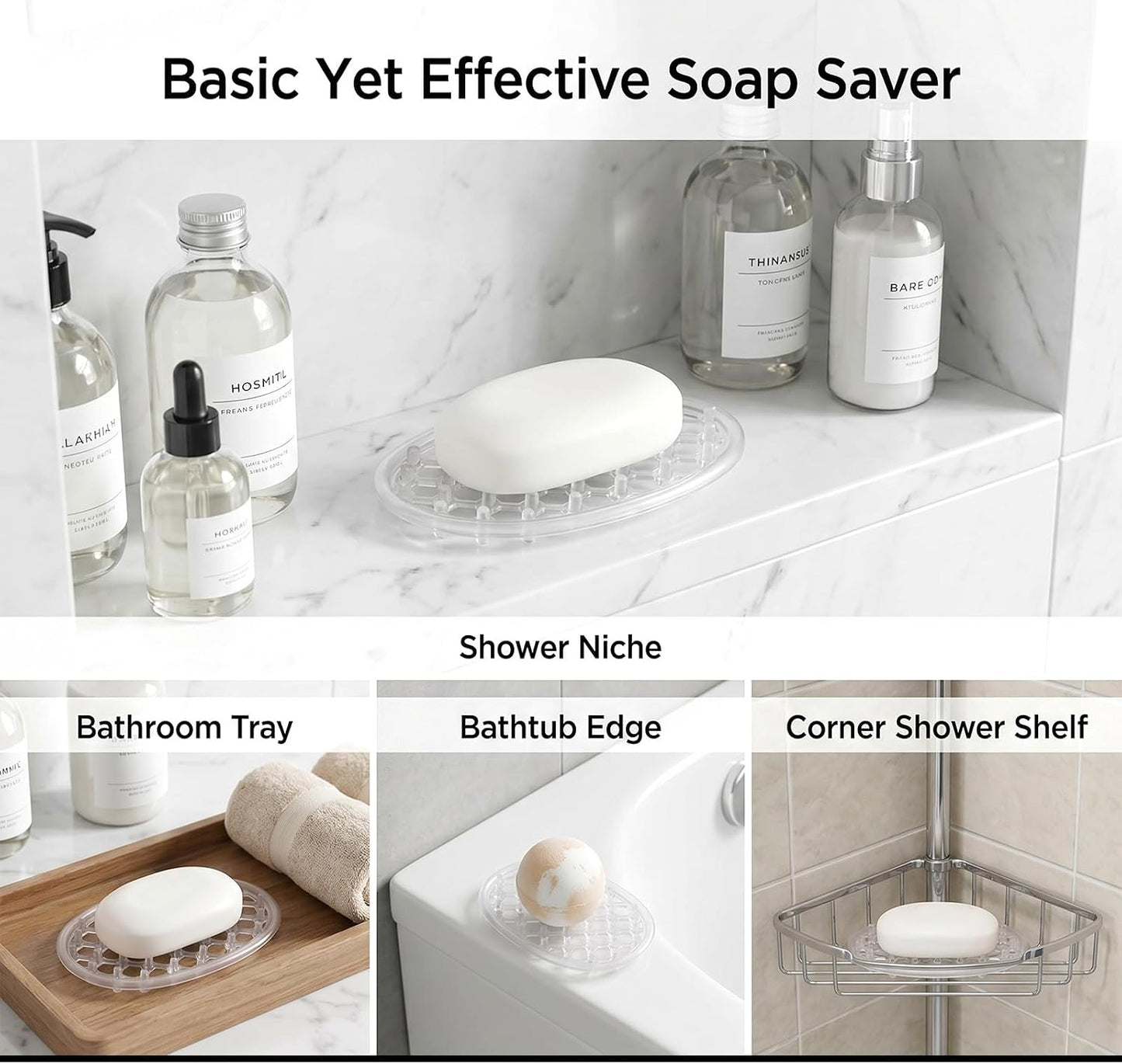 2 Pcs Soap Dish for Shower Soap Holder Shower with Efficient Drainage Holes Non-Slip Silicone Bar Soaps Holder Self Draining Soaps Saver Pad for Kitchen Bathroom Showers Shelf Counter Bathtub