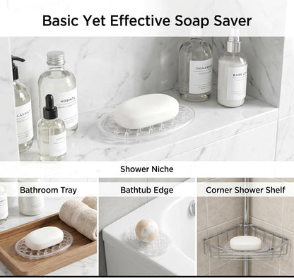2 Pcs Soap Dish for Shower Soap Holder Shower with Efficient Drainage Holes Non-Slip Silicone Bar Soaps Holder Self Draining Soaps Saver Pad for Kitchen Bathroom Showers Shelf Counter Bathtub