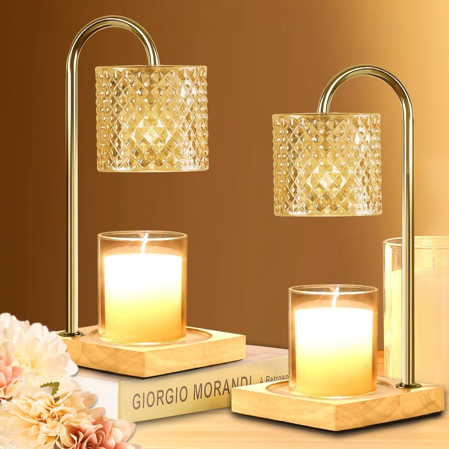 TigQiang Candle Warmer Lamp with Timer Dimmer, Birthday Gifts for Women Mom, House Warming Gifts, Elegant New Home Decor, Wax Warmer for Jar Candles, Heater Lamp for Scented Wax, Clear Glass