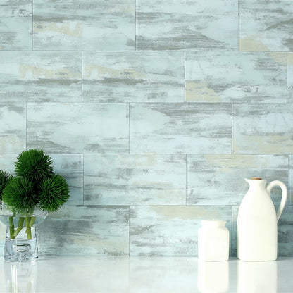 BeNice Peel and Stick Backsplash Large Bathroom Subway Tiles,Kitchen Shower Wall Stickers Waterproof(23Tiles) Gray White
