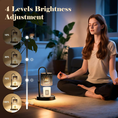 Candle Warmer Lamp with Timer, Birthday for Women Mom, House Warming Gifts Modern Farmhouse Home Decor, Dimmable Wax Melt Warmer for Jar Candles with 2 Bulbs (Amber)