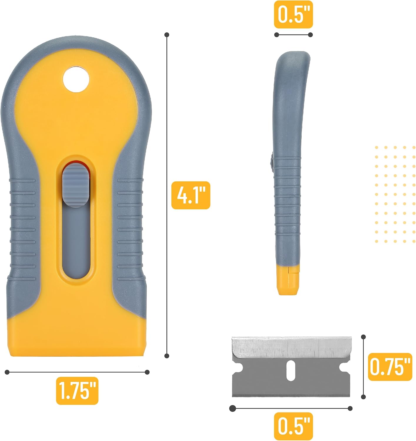 Bates- Razor Blade Scraper Tool, 2 Pack, 30 Extra Stainless Steel Blades, Anti-Slip Ergonomic Handle Design, Razor Scraper Set for Cleaning Window, Paint, Oven, Glass, Stove