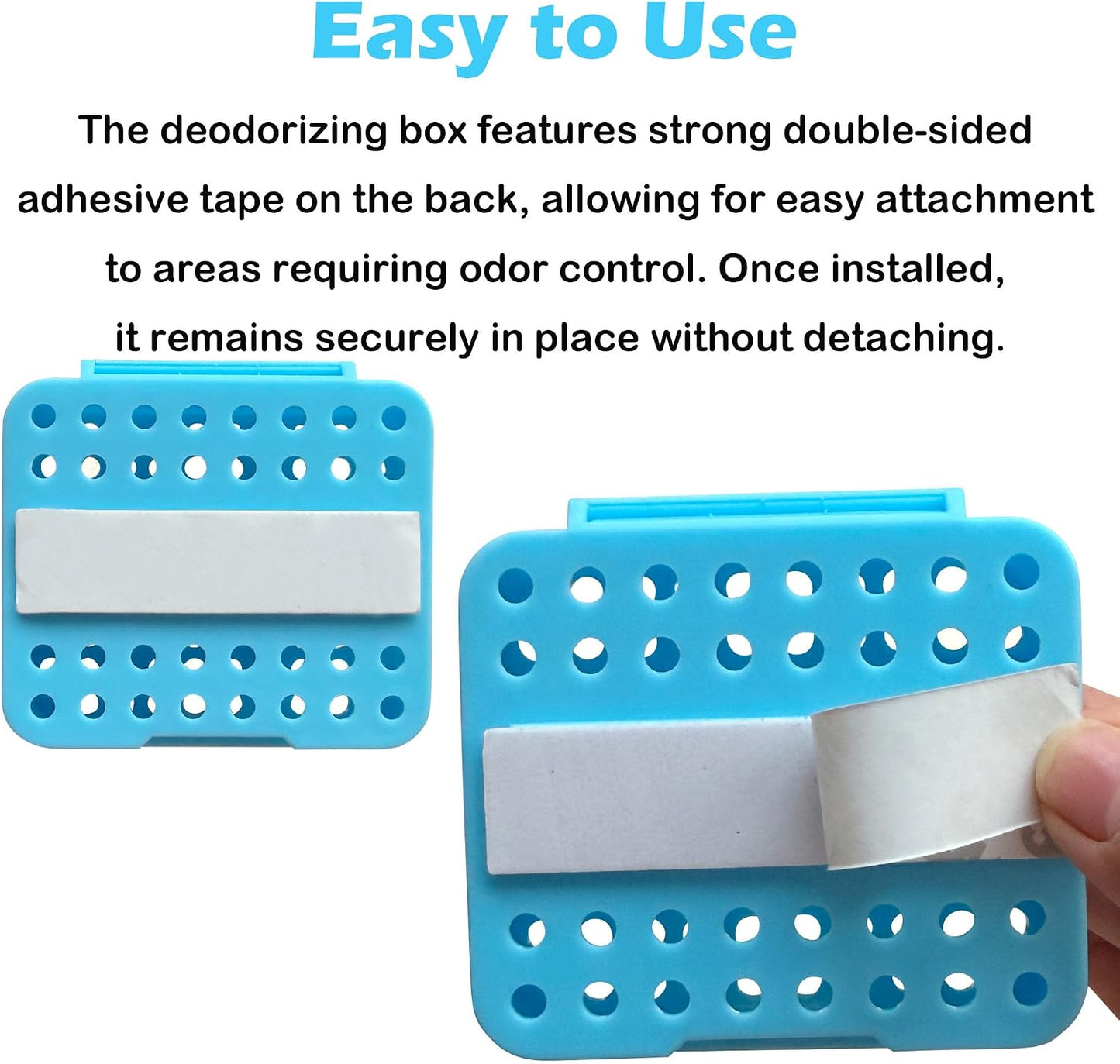2 Pack Stick On Deodorizing Box, 12 Pack Odor Removing Refills for Trash Can, Activated Charcoal Odor Eliminator for Indoor Kitchen Trash/Diaper Pails/Wardrobe/Shoe Cabinet (Black)