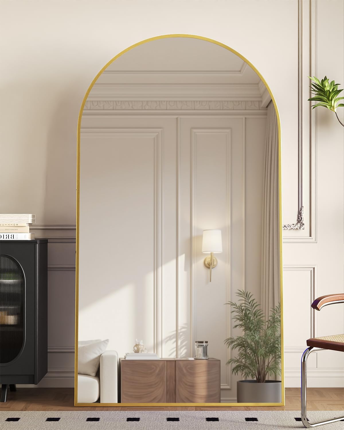 Full Length Mirror with Stand, 71"x28" Arched Full Body Large Stand Up Aluminum Frame Floor Standing Mirror, Freestanding Hanging Leaning Mounted for Bedroom Living Room Entryway Gold