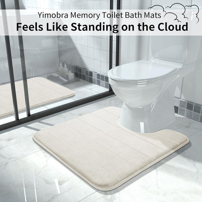 Yimobra Memory Foam Bath Mat, Super Soft Absorbent Bathroom Rug Non Slip, Quick Dry, Machine Washable Floor Carpet for Tub Shower, Home Decor Accessories, 24x17, Grey