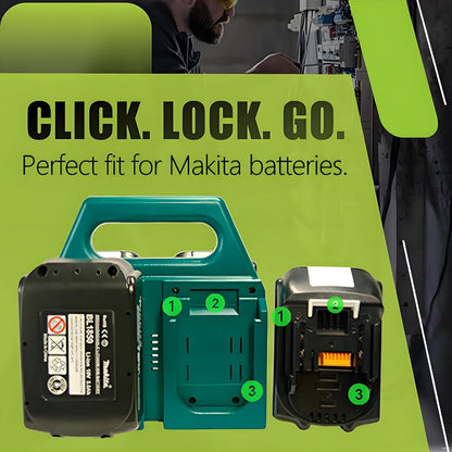 6-Slot Battery Carrying Holder for Makita 18V & 14.4V, Batteries Tool Case Storage Organizer Rack for Makita, Portable and Rugged Battery Caddy with Handle for Jobsite and Mount Bag Use