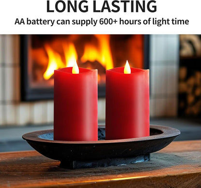 3x3 Flickering Flameless Candles Set of 2, 2AA Battery Life 600 Hours Battery Candles Flickering with Timer,3 inch Flameless Candles with Remote for Indoor/Outdoor, Ivory