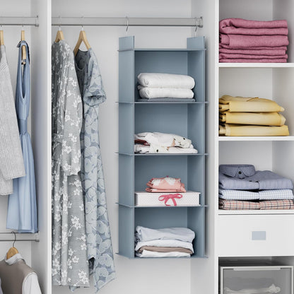 YOUDENOVA Hanging Closet Organizer, 6-Shelf Closet Hanging Shelves, Grey