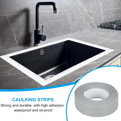 PATIKIL Caulk Tape 0.9" x 10.5 Ft, Self Adhesive Sealing Tape Waterproof Toilet Tub Caulk Sealant Strip Sealing Trim for Kitchen Bathroom Toilet Bathtub Sink Countertop, Gray