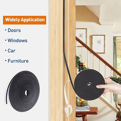 Thin Weather Stripping Foam Tape 2 Rolls (1/4 in x 1/8 in x 16.4 FT), Self Adhesive Door Seal Strip for Narrow Gaps, Window Insulation, Draft Stopper, Soundproof Foam Tape Total 32.8 FT