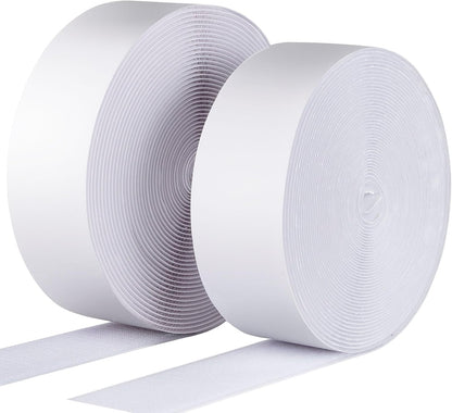 3 Inch x 20 Feet Adhesive Hook and Loop Tape, Nylon Heavy Duty Interlocking Tape, White Self Adhesive Hook and Loop Roll for Screen Window Sofa Cushions Carpet Wall Hanging