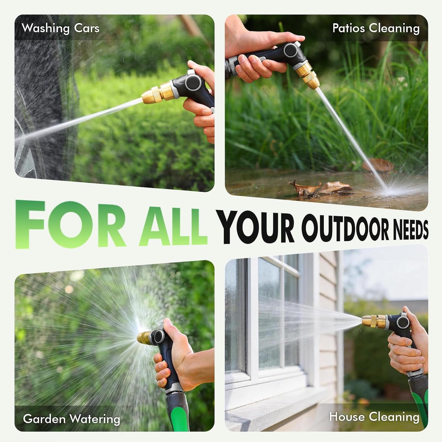 RESTMO Garden Hose Nozzle, Heavy Duty Water Hose Sprayer for Outdoor | Zinc Alloy Metal, Thumb Control, Precise Flow, Adjustable Spray Patterns, Leak-proof, Ideal for Lawn & Plant & Car, Black