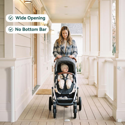 Babepai Retractable Baby Gates for Stairs, Retractable Dog Gate for Indoor/Outdoor Use | Child Gates for Doorways, Deck, Porch, Hallways, Patio (White, 55" Wide 34" Height)