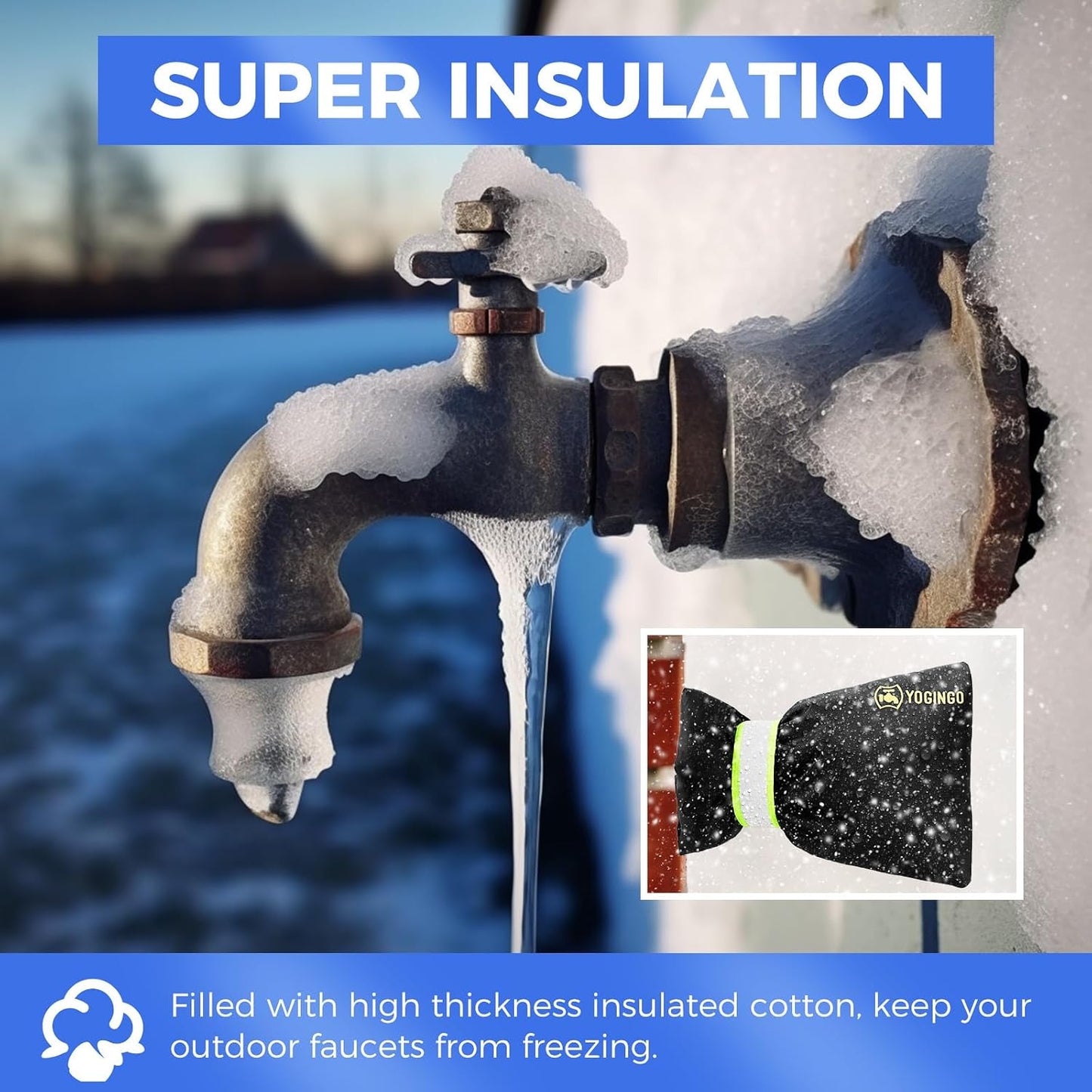 Outdoor Faucet Covers for Winter Freeze Protection, 2 Pack 6.7" x 9.5" Hose Bib Cover, Water Spigot Covers Winter Insulated, Pipe Wrap Insulation Cover Socks Outside Faucet Freeze Protector