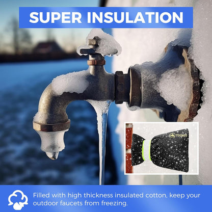 Outdoor Faucet Covers for Winter Freeze Protection, Hose Bib Covers for Winter, Water Spigot Cover Winter Insulated, 2 Pack 6.7" x 9.5" Pipe Insulation Cover Socks Outside Faucet Freeze Protector Blue