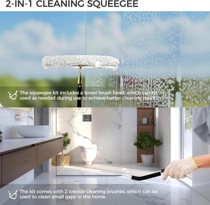 10.7“ Wide All-Purpose Shower Squeegee for Glass Doors, Squeegee for Shower Glass with Hook, Window Squeegee for Home, Small Squeegee for Shower, Bathroom, Car Glass, Mirror (Black)