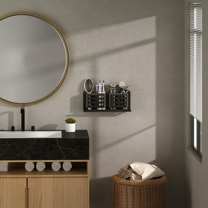 Aluminum Toothbrush Holder， Wall-Mounted，Bathroom Rack，4 Slot，Black | Bracket Shower Toothbrush Razor Holder Suitable for Toothbrush, Toothpaste, Razor and Comb etc Bathroom Storage