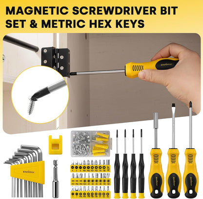 Enventor Tool Set, 231 Piece Home Tool Kit with Toolbox, Combination Wrench and Hand Tools for Home Repairs, Auto Maintenance, DIY & General Use, Household Repair Tools for Men & Women