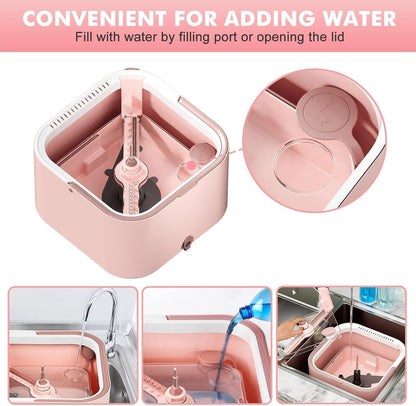 Spin Mop and Bucket Set with 2 Replaceable Microfiber Mop Pads with Self Separation Dirty and Clean Water System, Self Wringing 360° Rotating Square Mop Head for Hardwood Tile Marble Floors