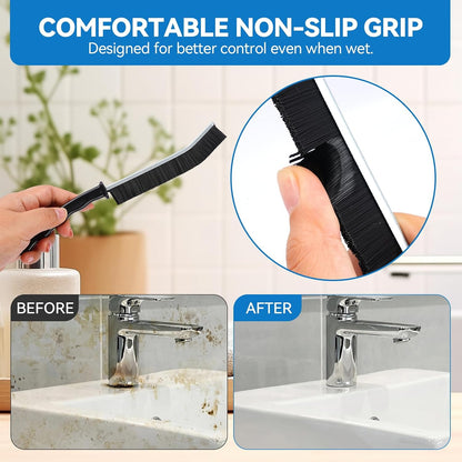 10-Pack Crevice Cleaning Brush Set for Tight Spaces | Wave-shaped handles & composite bristles. Deep clean window tracks, bathroom grout, and narrow gaps effortlessly.