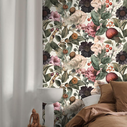 Floral Peel and Stick Wallpaper, 17.71" x 118.1" - Removable, Waterproof, Decorative Vinyl Wallpaper for Bedroom, Living Room