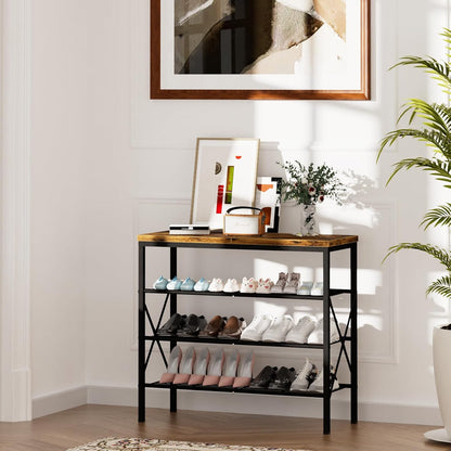 8 Tiers Tall Shoe Rack Organizer, Large Capacity Shoe Rack Holds 32 Pairs of Shoes, Durable and Stable, Adjustable Metal Shelf Stackable Shoe Shelf for Entryway, Hallway, Living Room, Closet