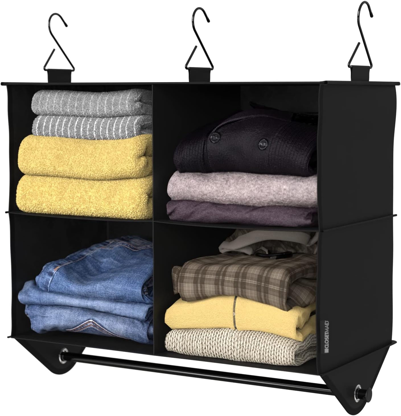 ClosetMaid 10-Shelf Fabric Hanging Shoe Storage Organizer for Closet, Charcoal Black