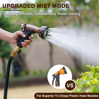 FANHAO Metal Garden Hose Nozzle, Heavy Duty Water Hose Sprayer with 6 Spray Patterns, High Pressure Water Hose Nozzle with Rear Trigger, Ideal for Outdoor Lawn & Plant Watering, Car & Pet Washing