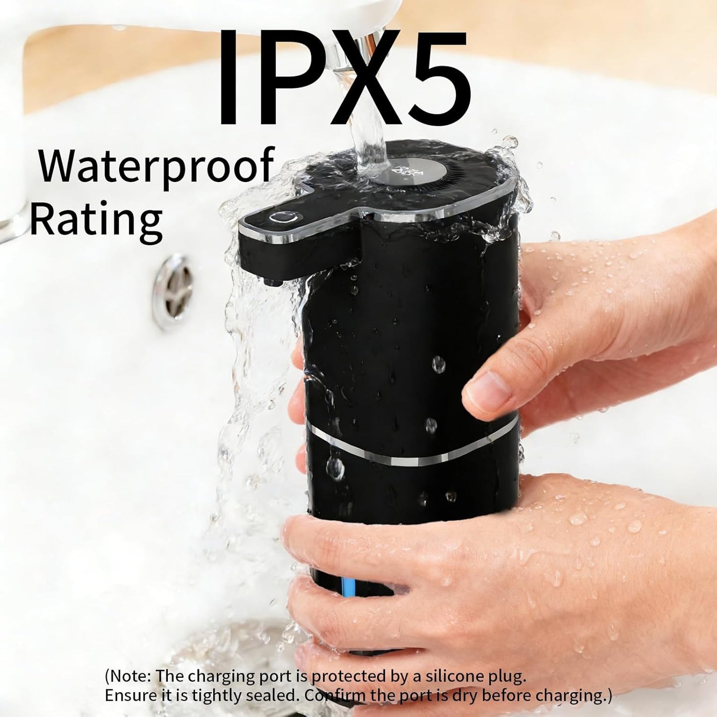 Automatic Foaming Soap Dispenser, Touchless Rechargeable Hand Soap Dispenser, 4 Adjustable Levels, 1200mAh Battery, Large Display, for Kitchen & Bathroom (Black, Foaming)
