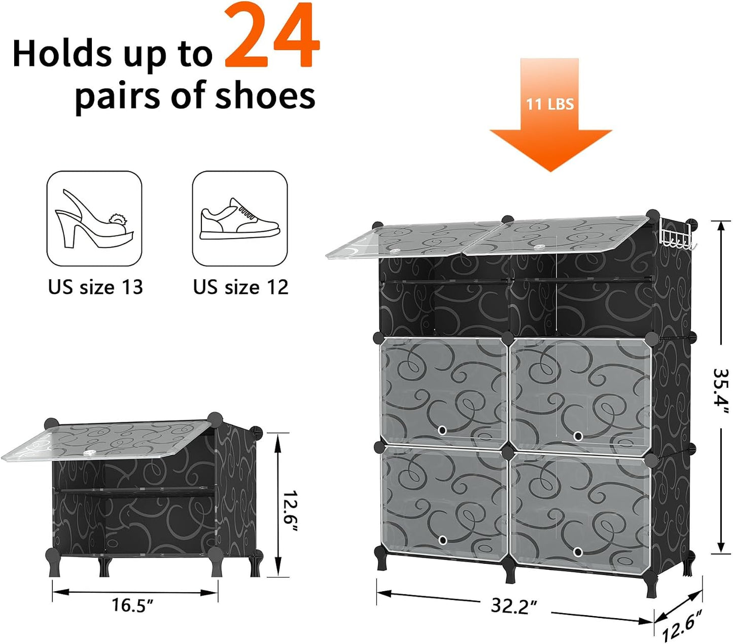AWTATOS 8 Tiers Shoe Rack Organizer, 32 Pair Shoe Storage Cabinet, White | DIY Stackbale Plastic Shoe Organizer Shelves for Closet Entryway Hallway Bedroom