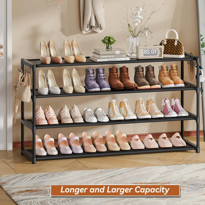 LUKYTOWER Extra Long Shoe Rack 2 Tier Shoe Storage Organizer Wide Stackable Shoe Organizer Racks for Closet Entryway,Shoe Shelf Stand Sturdy Durable Shoes Rack Holder Save Space