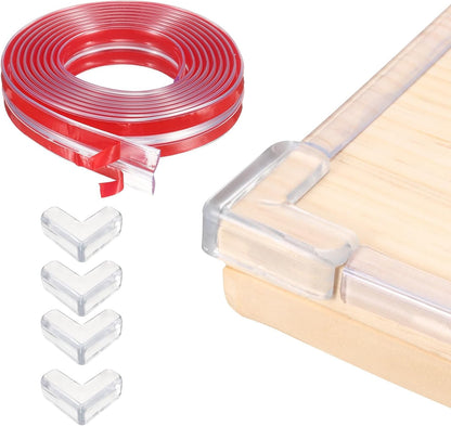 uxcell Edge Protector, 6.6ft (2M) x 0.4" (10MM) Clear Furniture Corner Guard PVC Strong Adhesive Proofing Edge Safety Bumpers with 4 Corners Guards for Table Cabinets