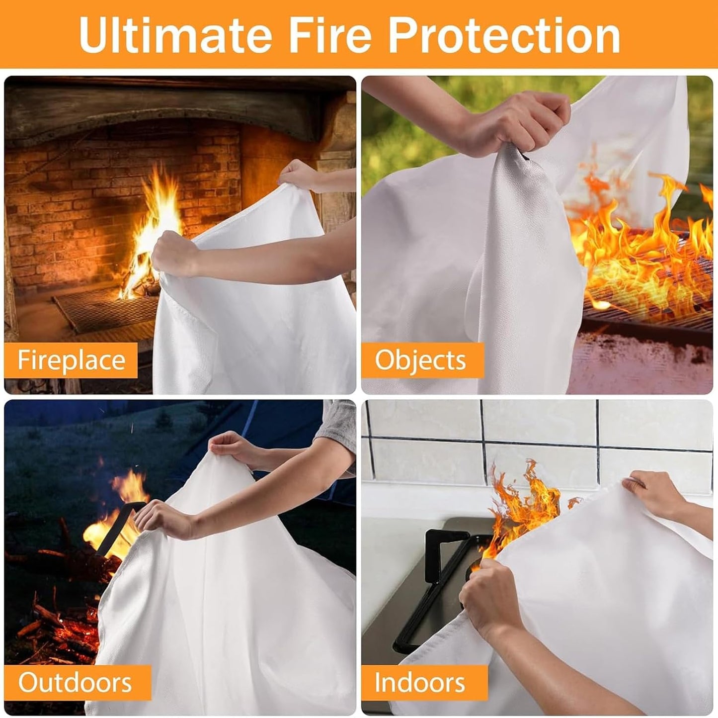 Emergency Fire Blanket Kitchen - LUXJET 4 Pack Fiberglass Fire Retardant Blanket, Fire Extinguisher for Kitchen, Survival Gear, Construct, Gas Station, Warehouse